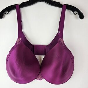 Maidenform Push‎ Up Bra 38DD UW Fuschia Pink Satin Padded Back Smoothing 09475